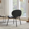 Black PU Leather Accent Lounge Chair with Walnut Finish Metal Legs