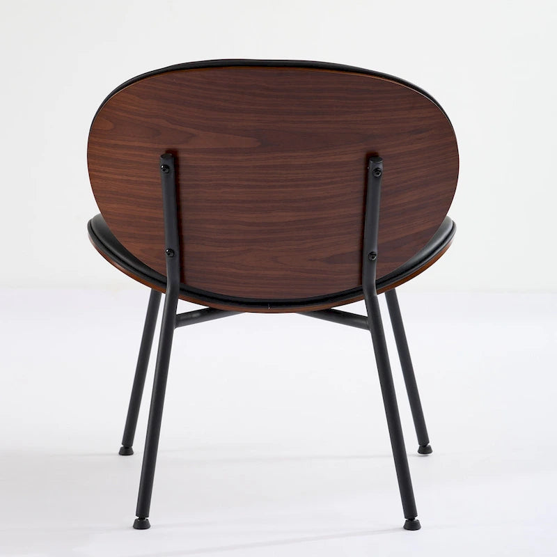 Black PU Leather Accent Lounge Chair with Walnut Finish Metal Legs