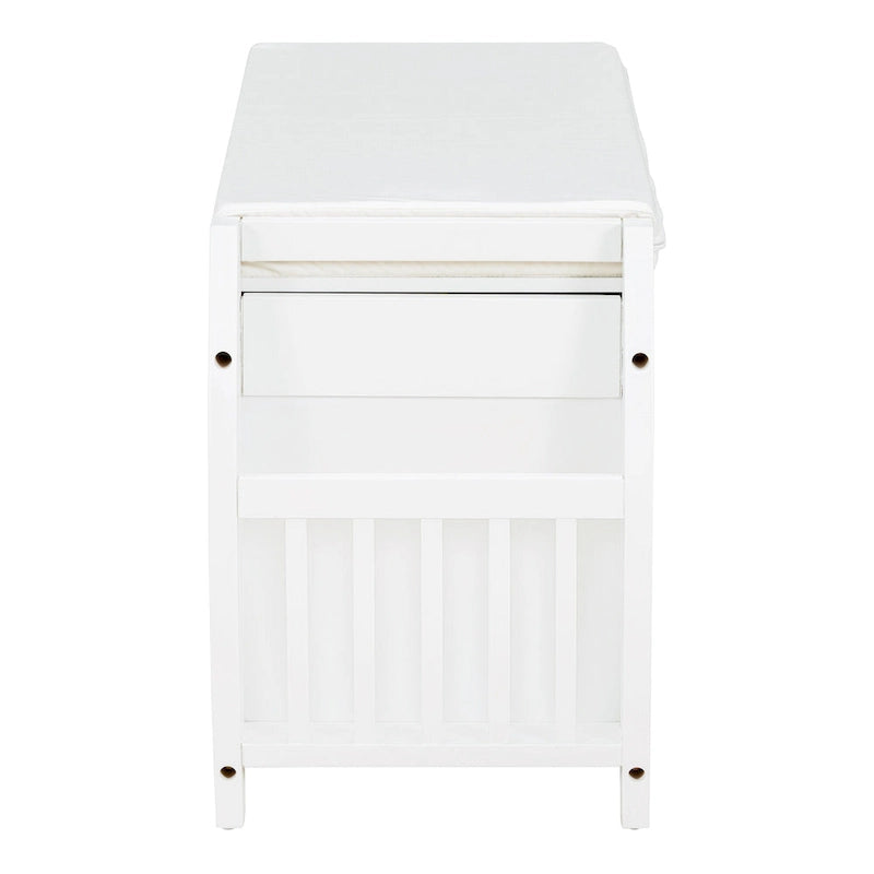 Cushioned Storage Bench with Shoe Rack Open Shelves Curved Side Panels