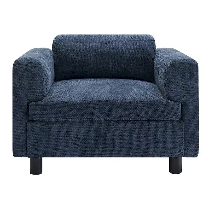 Oversized Velvet Accent Armchair with Cushioned Seat and Wooden Legs