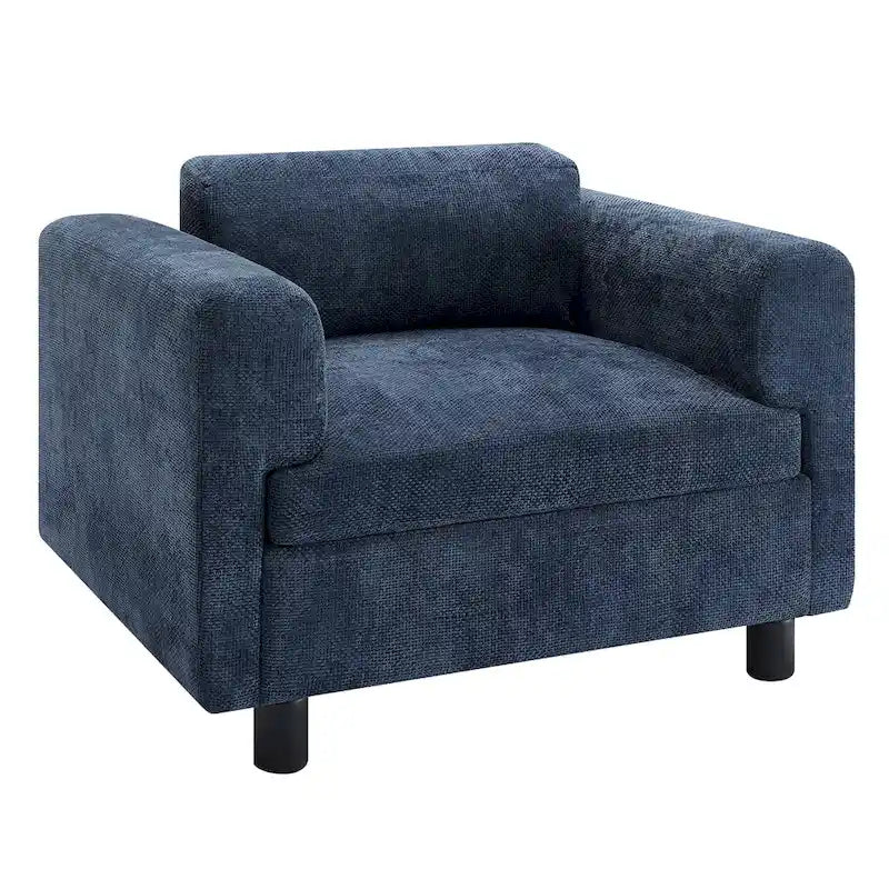 Oversized Velvet Accent Armchair with Cushioned Seat and Wooden Legs