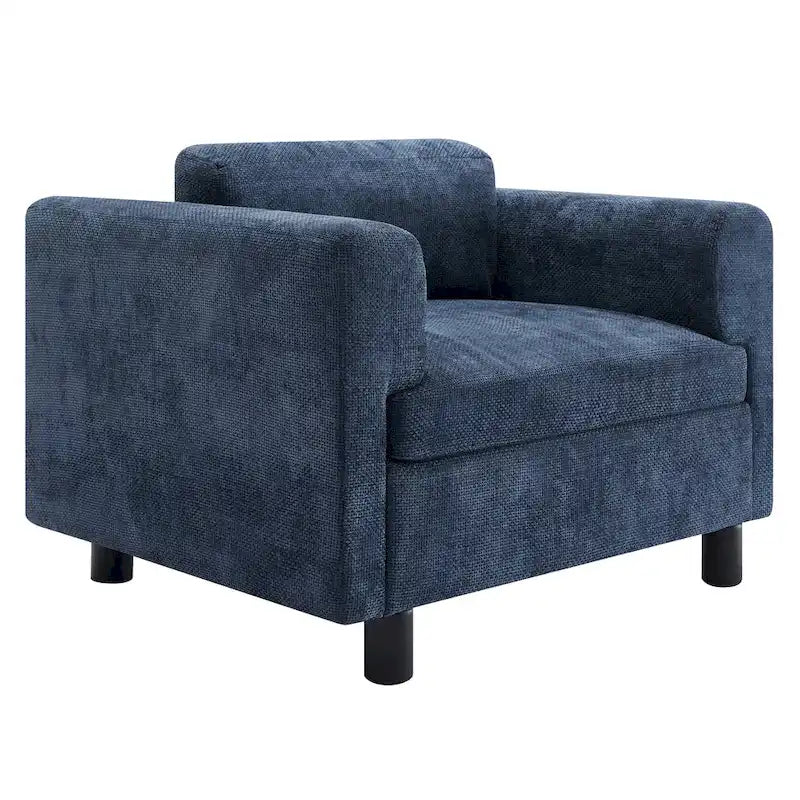 Oversized Velvet Accent Armchair with Cushioned Seat and Wooden Legs