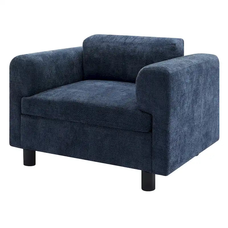 Oversized Velvet Accent Armchair with Cushioned Seat and Wooden Legs