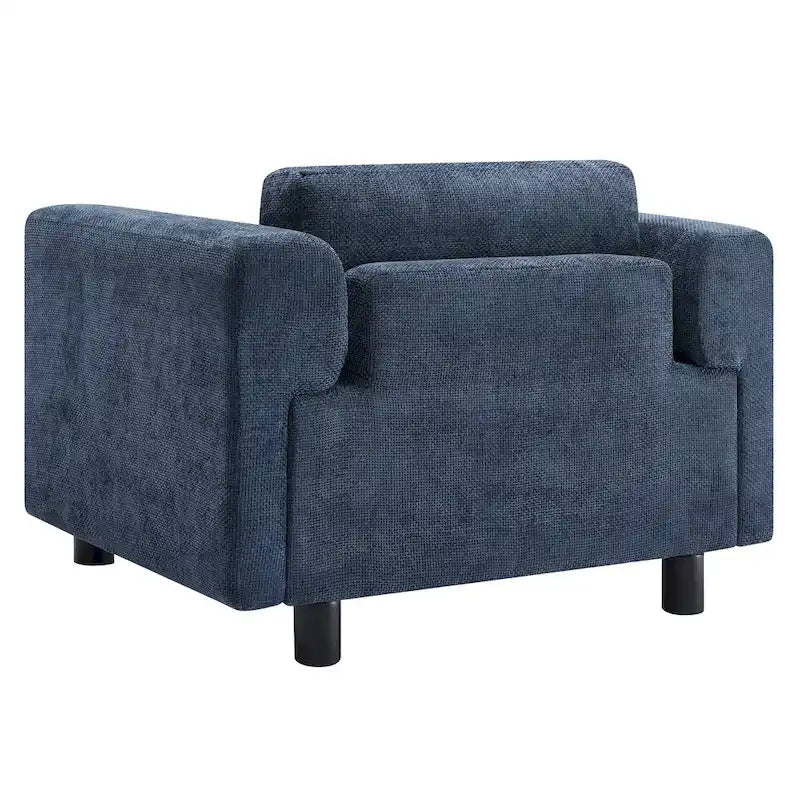 Oversized Velvet Accent Armchair with Cushioned Seat and Wooden Legs