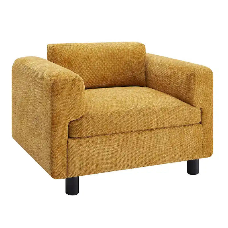 Oversized Velvet Accent Armchair with Cushioned Seat and Wooden Legs