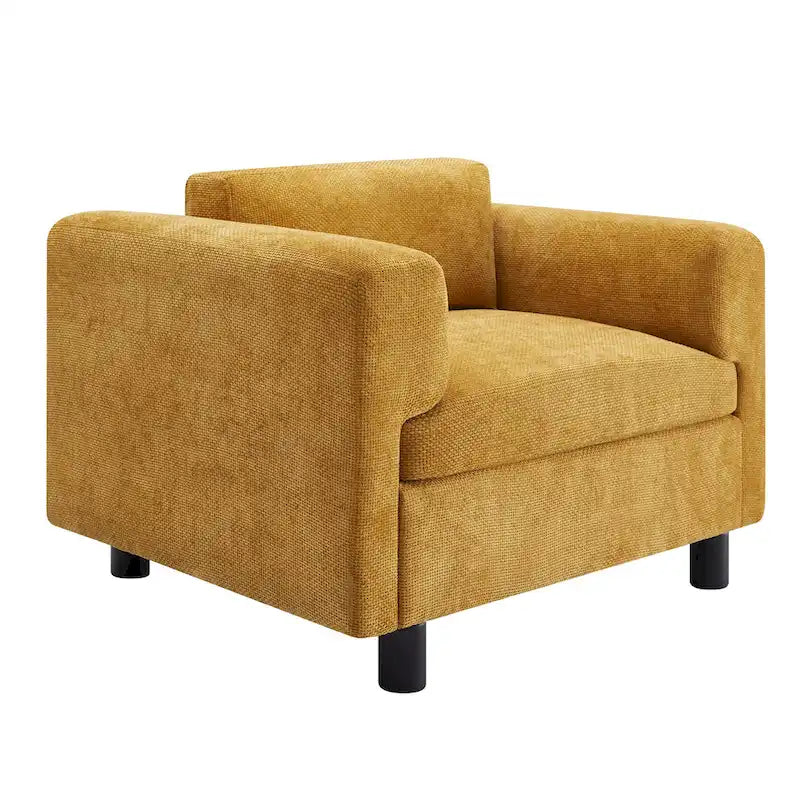 Oversized Velvet Accent Armchair with Cushioned Seat and Wooden Legs
