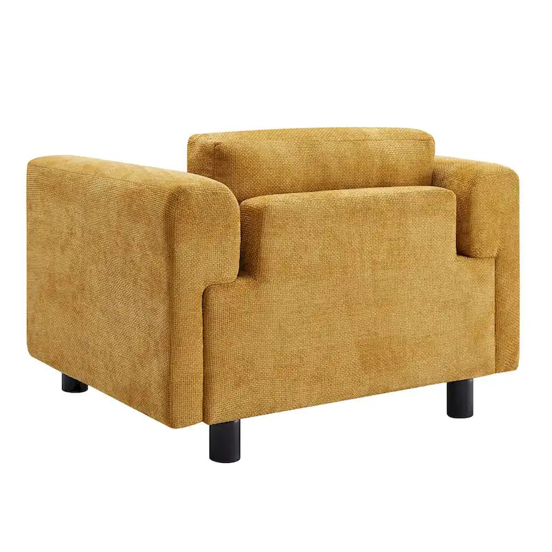 Oversized Velvet Accent Armchair with Cushioned Seat and Wooden Legs