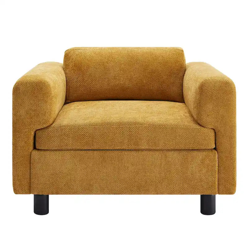 Oversized Velvet Accent Armchair with Cushioned Seat and Wooden Legs