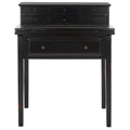 7-Drawer Fold Down Writing Desk with Hutch, Black Distressed Wood
