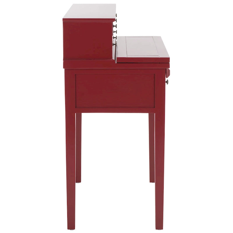7-Drawer Fold Down Writing Desk with Hutch, Black Distressed Wood