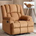 Oversized Swivel Rocker Recliner Chair Beige Fabric Pillow Top Arms Cushion Back Manual