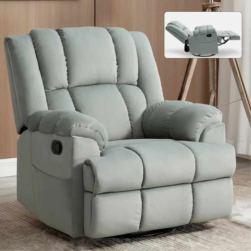 Fauteuil inclinable pivotant et basculant surdimensionné Tissu beige Accoudoirs coussinés Dossier coussiné Manuel