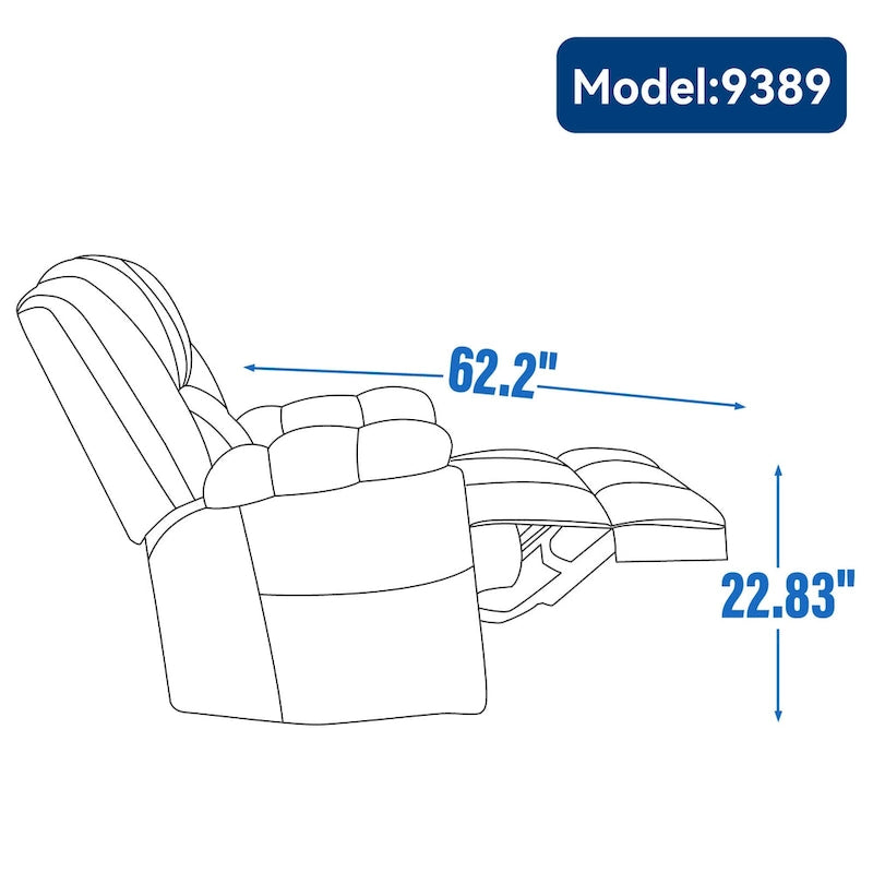 Oversized Swivel Rocker Recliner Chair Beige Fabric Pillow Top Arms Cushion Back Manual