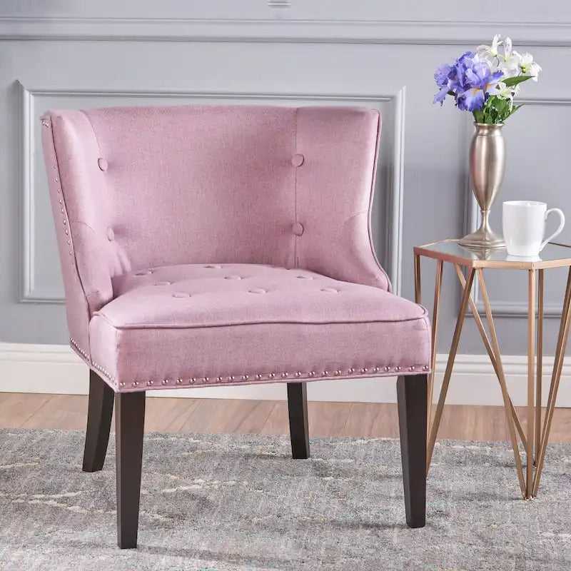Lavender Purple Button-Tufted Accent Chair with Nailhead Trim