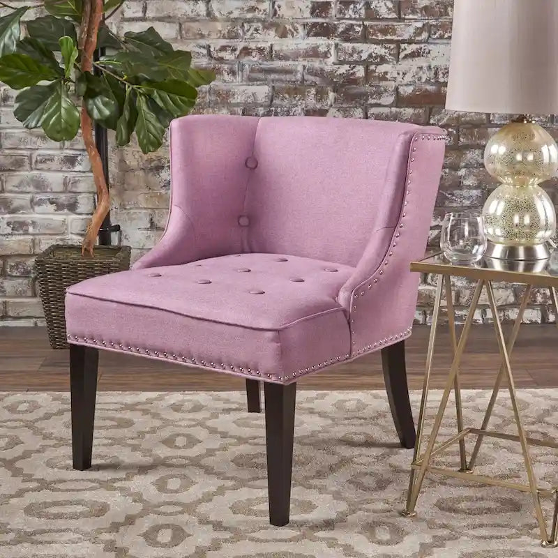Lavender Purple Button-Tufted Accent Chair with Nailhead Trim