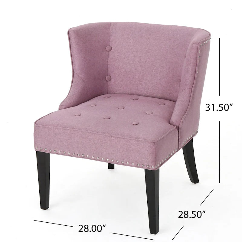 Lavender Purple Button-Tufted Accent Chair with Nailhead Trim