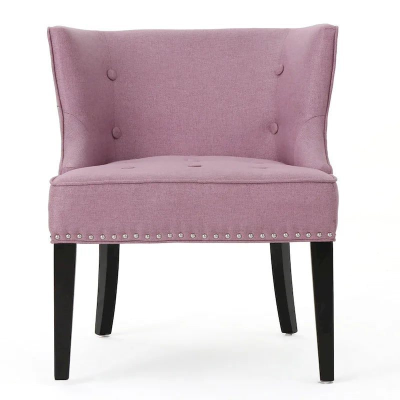 Lavender Purple Button-Tufted Accent Chair with Nailhead Trim