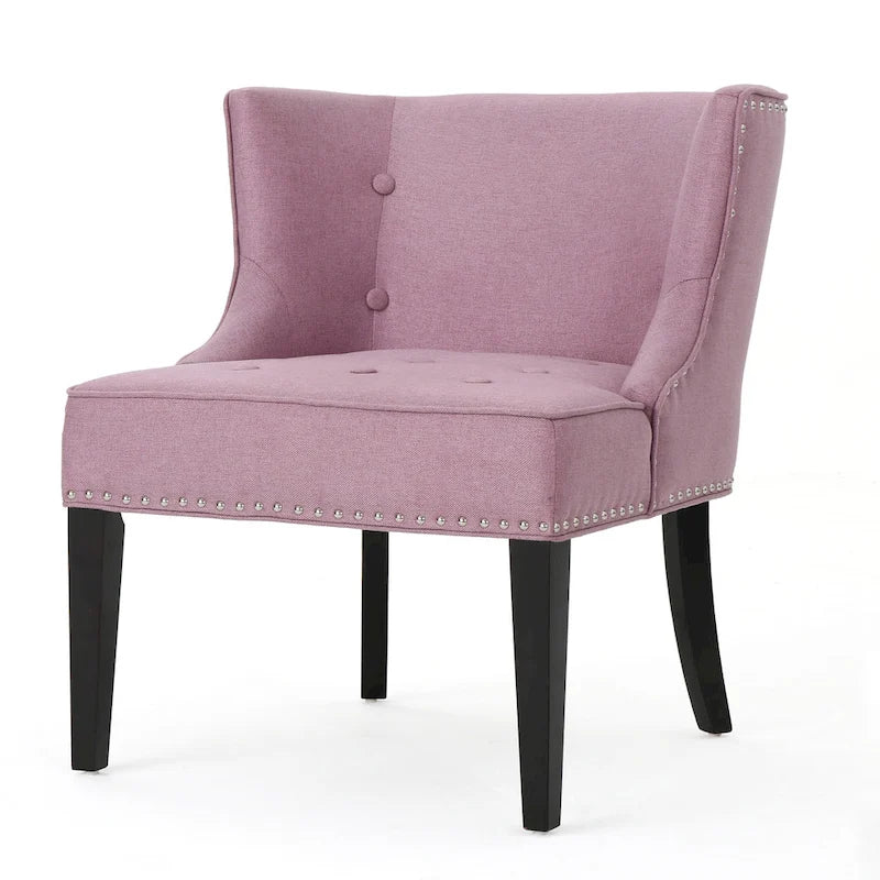 Lavender Purple Button-Tufted Accent Chair with Nailhead Trim