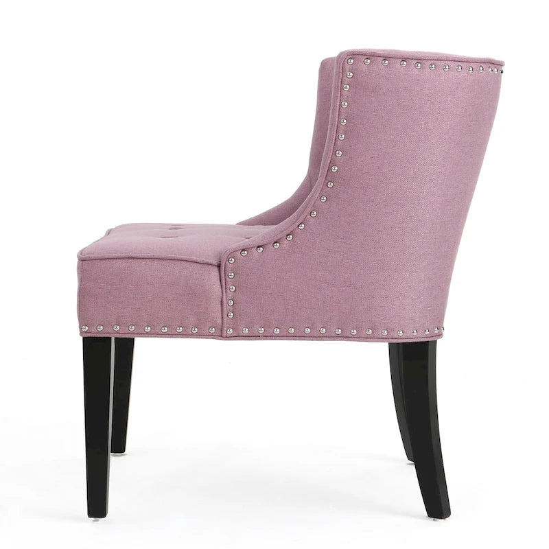 Lavender Purple Button-Tufted Accent Chair with Nailhead Trim
