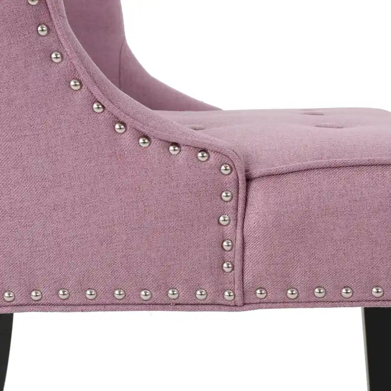 Lavender Purple Button-Tufted Accent Chair with Nailhead Trim