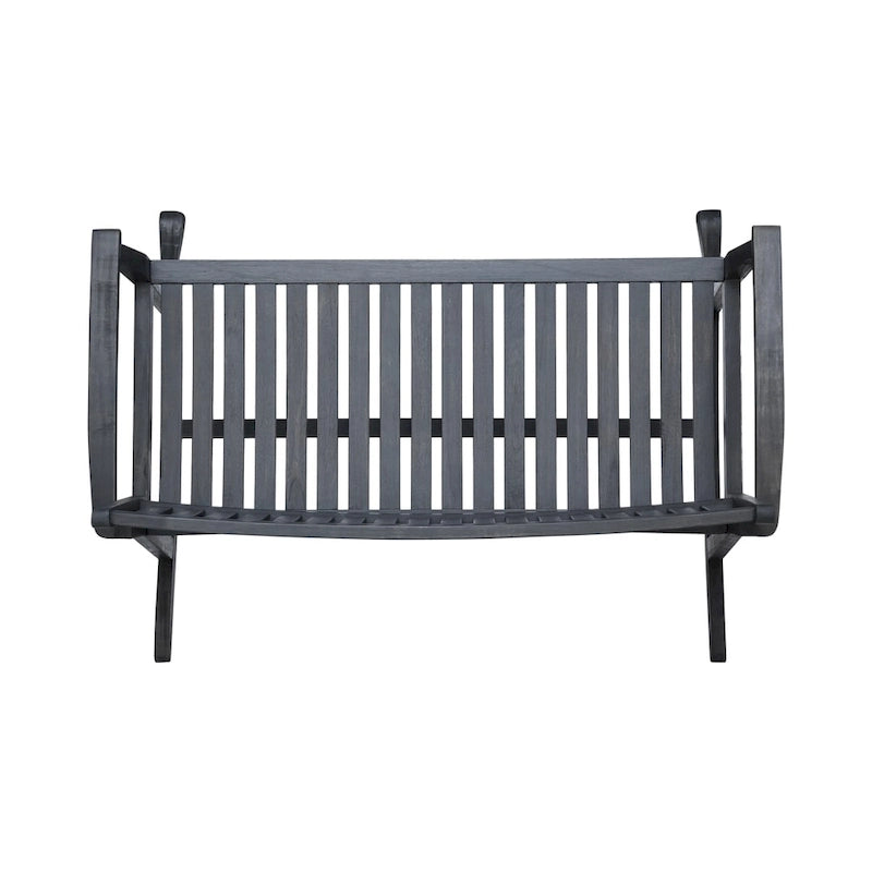 Acacia Wood Rocking Loveseat Natural Stain Dark Grey Farmhouse Outdoor Bench