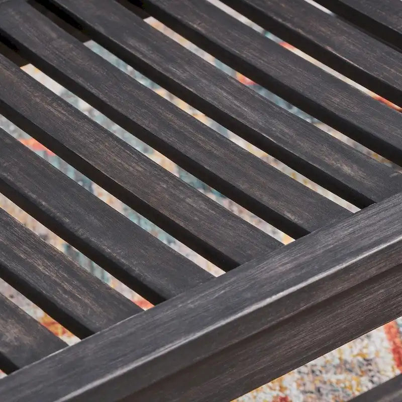 Acacia Wood Rocking Loveseat Natural Stain Dark Grey Farmhouse Outdoor Bench