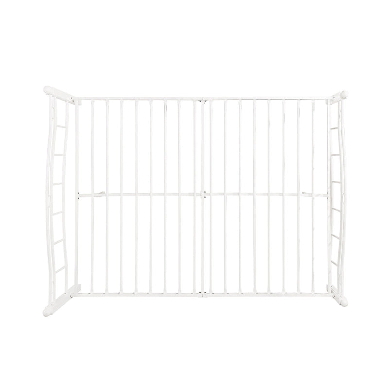 Contemporary Iron Platform Bed Frame with Arched Headboard and Decorative Accents
