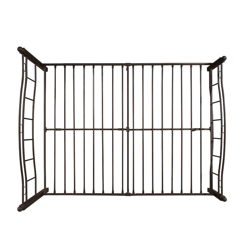 Contemporary Iron Platform Bed Frame with Arched Headboard and Decorative Accents