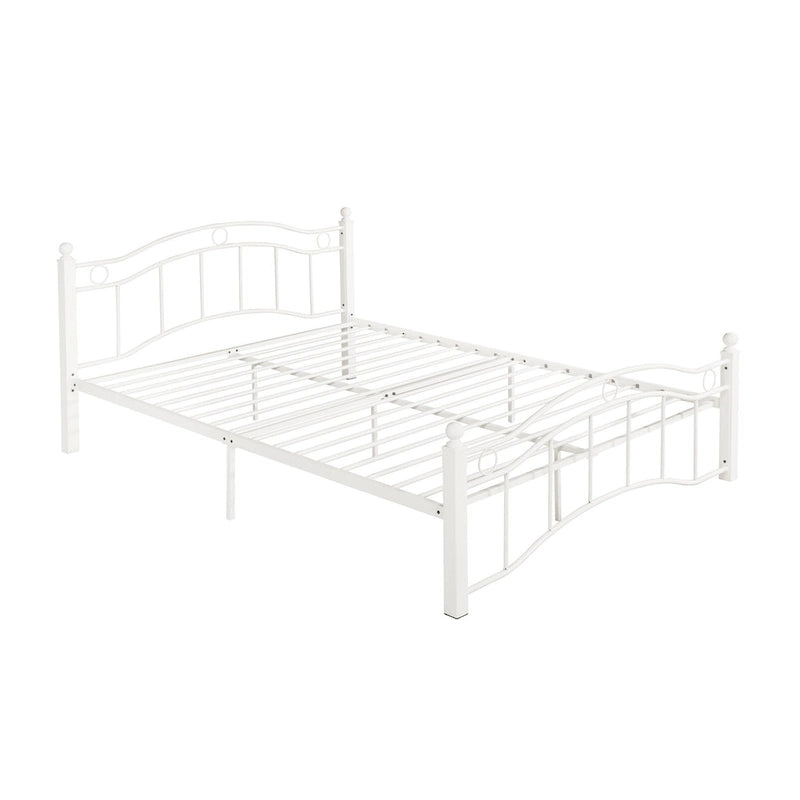 Contemporary Iron Platform Bed Frame with Arched Headboard and Decorative Accents