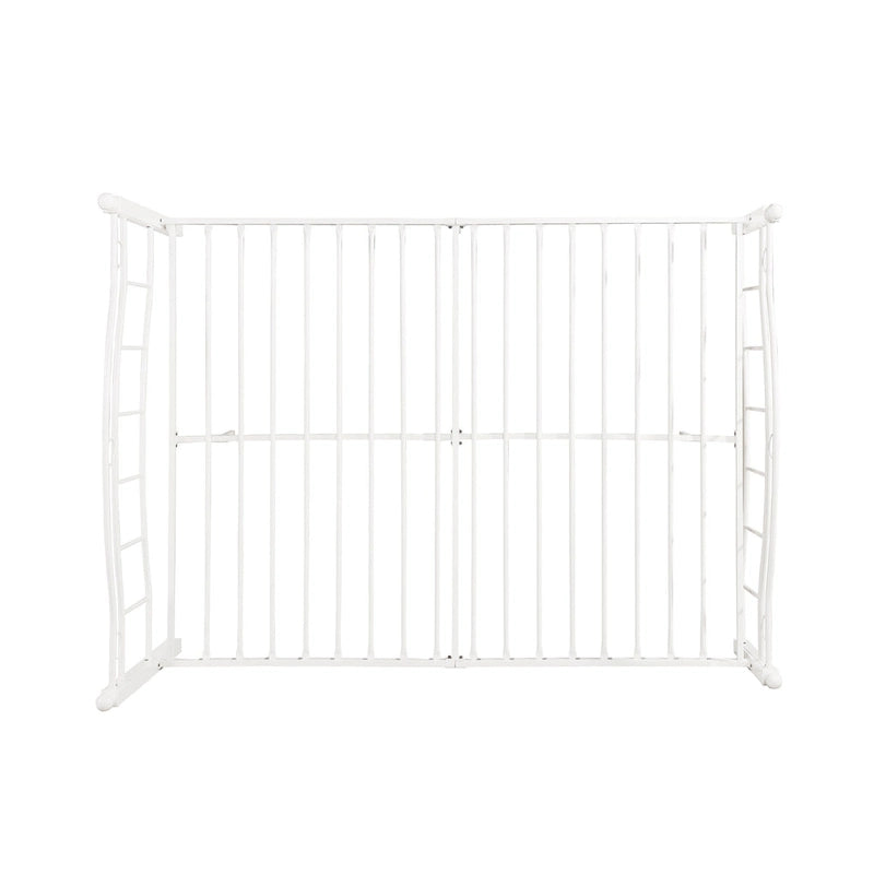 Contemporary Iron Platform Bed Frame with Arched Headboard and Decorative Accents