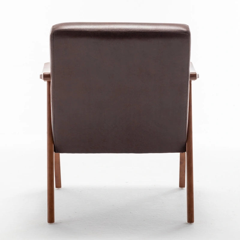 Mid-Century Modern Solid Wood Frame Microfiber Accent Lounge Chair