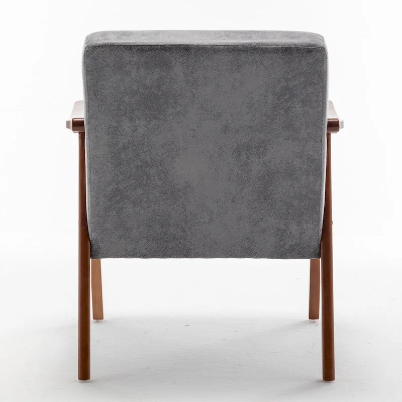 Mid-Century Modern Solid Wood Frame Microfiber Accent Lounge Chair