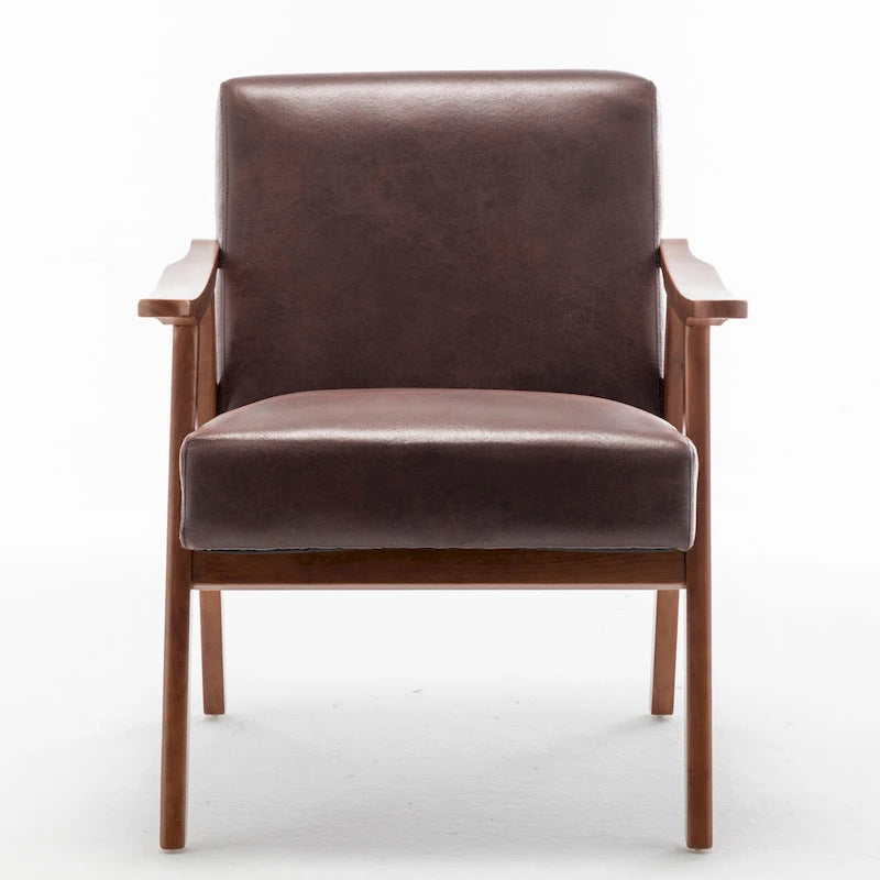 Mid-Century Modern Solid Wood Frame Microfiber Accent Lounge Chair