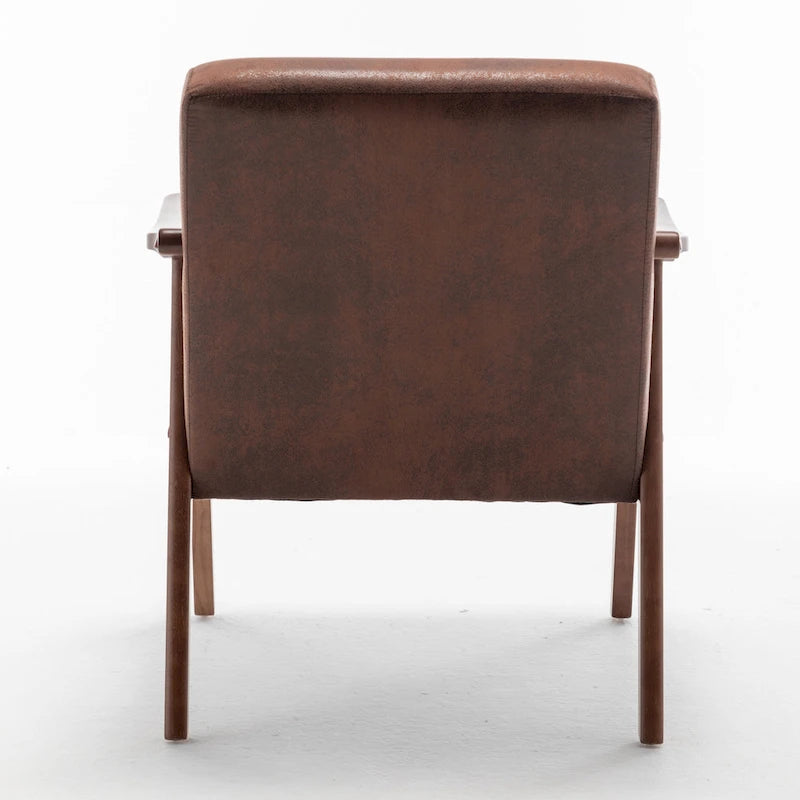 Mid-Century Modern Solid Wood Frame Microfiber Accent Lounge Chair