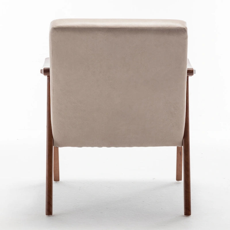 Mid-Century Modern Solid Wood Frame Microfiber Accent Lounge Chair