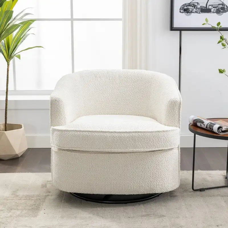 Fauteuil pivotant rond en velours avec accoudoirs