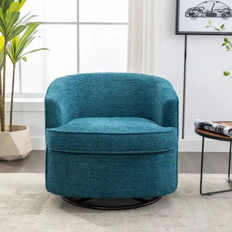 Fauteuil pivotant rond en velours avec accoudoirs