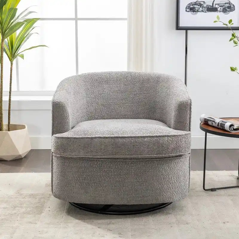 Round Swivel Barrel Accent Armchair with Upholstered Velvet Seat