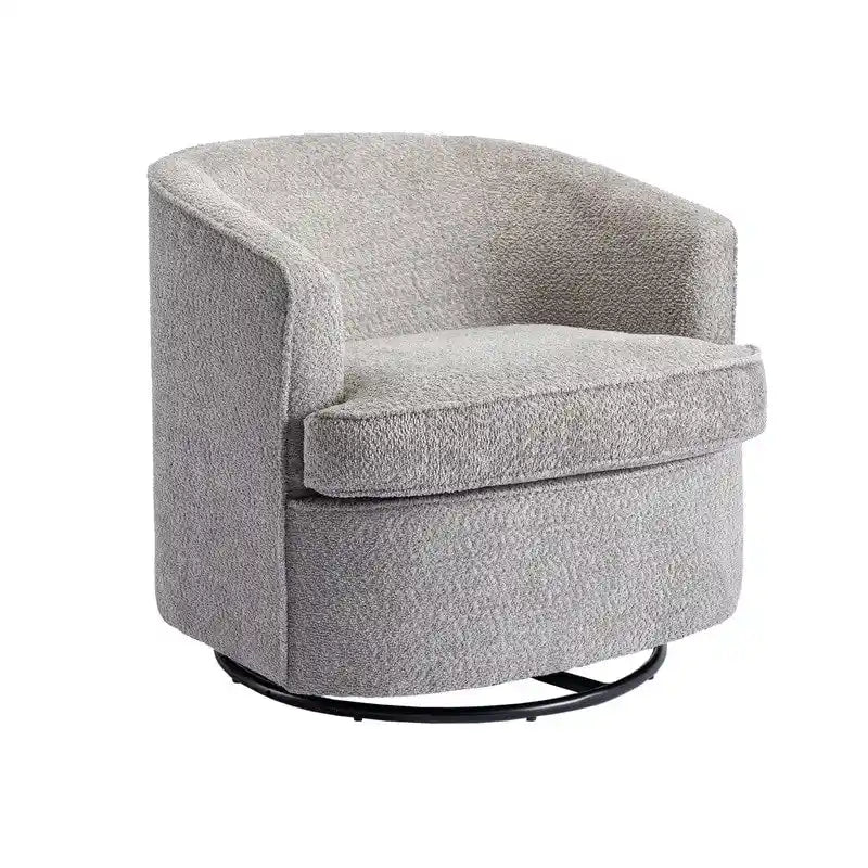 Round Swivel Barrel Accent Armchair with Upholstered Velvet Seat