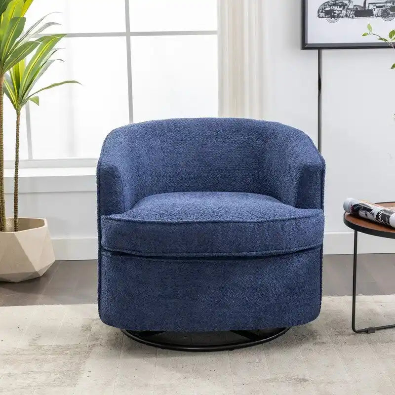 Round Swivel Barrel Accent Armchair with Upholstered Velvet Seat