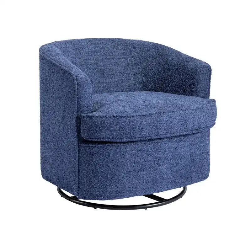 Round Swivel Barrel Accent Armchair with Upholstered Velvet Seat