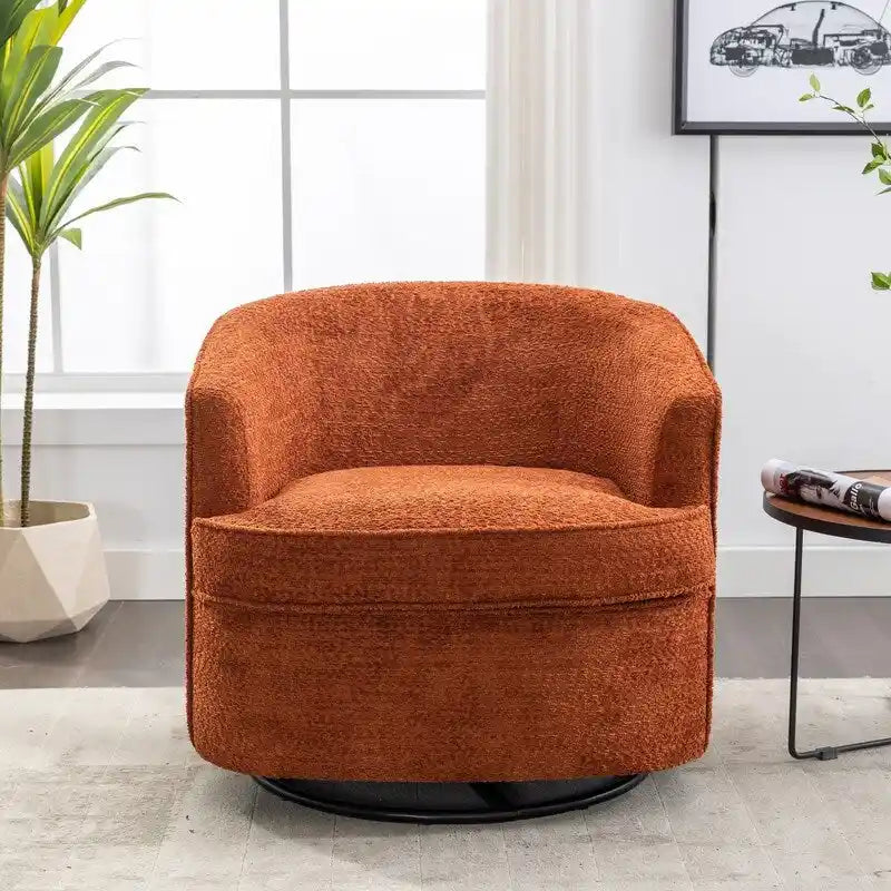 Round Swivel Barrel Accent Armchair with Upholstered Velvet Seat