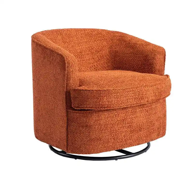 Round Swivel Barrel Accent Armchair with Upholstered Velvet Seat