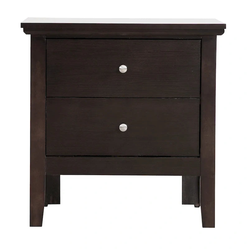 Table de chevet transitionnelle à 2 tiroirs avec finition colorée et rangement