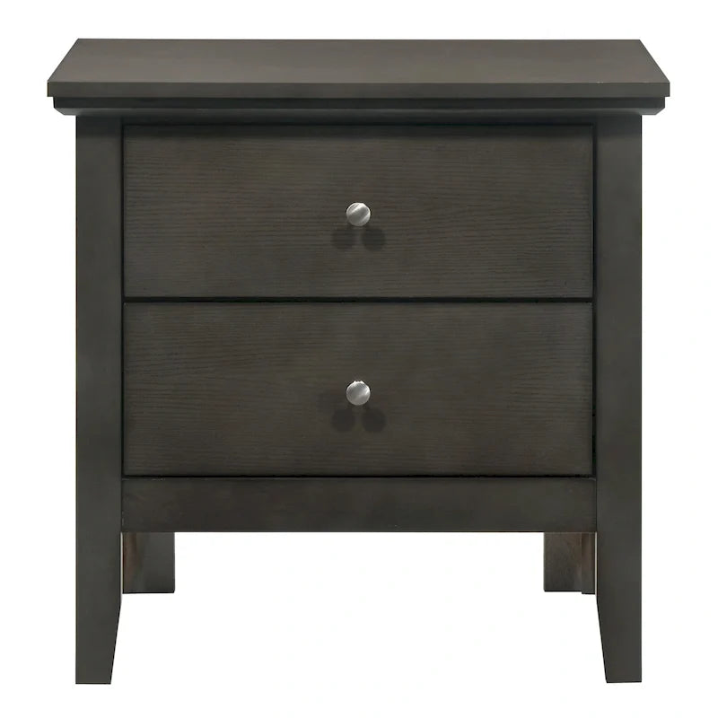 Table de chevet transitionnelle à 2 tiroirs avec finition colorée et rangement