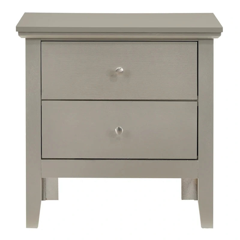 Table de chevet transitionnelle à 2 tiroirs avec finition colorée et rangement