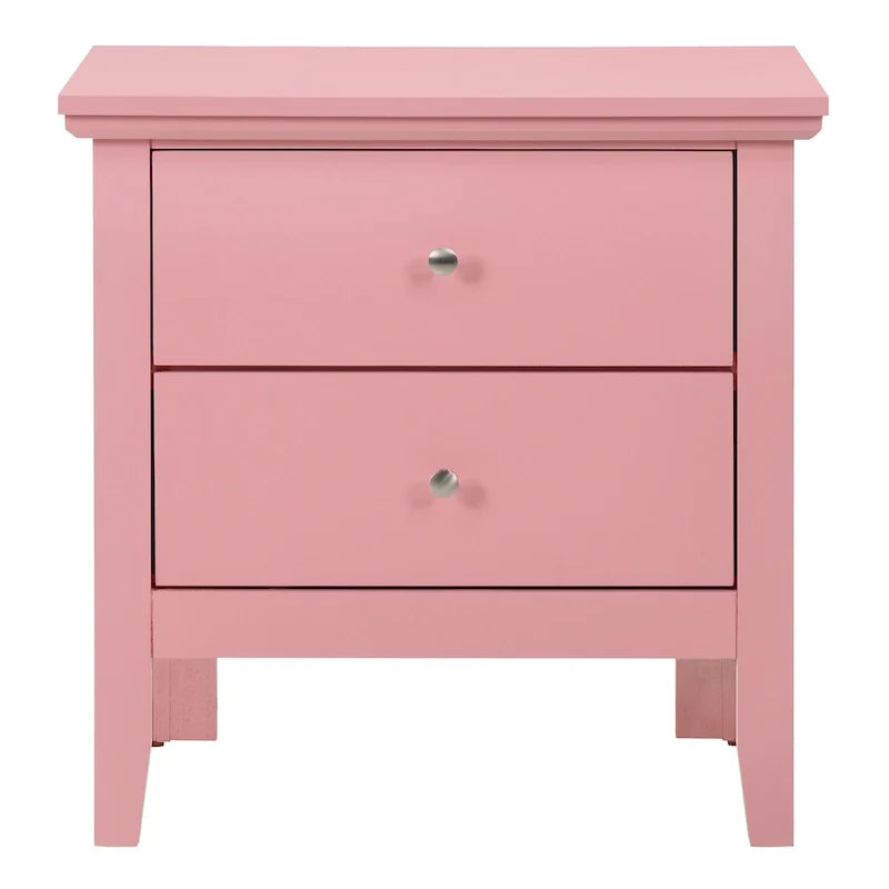 Table de chevet transitionnelle à 2 tiroirs avec finition colorée et rangement