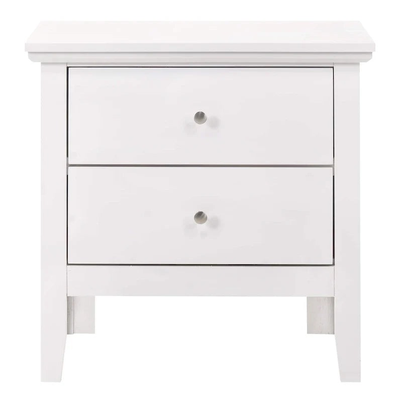 Table de chevet transitionnelle à 2 tiroirs avec finition colorée et rangement