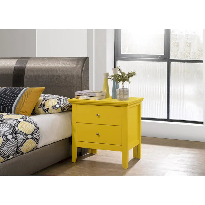 2-Drawer Transitional Nightstand with Colorful Finish and Storage
