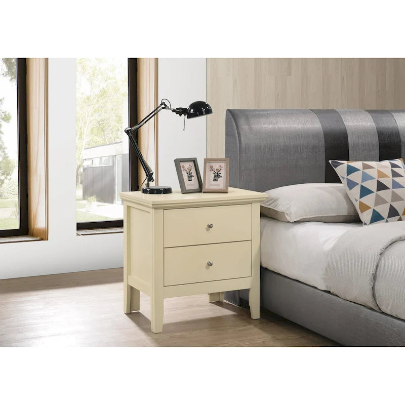 2-Drawer Transitional Nightstand with Colorful Finish and Storage